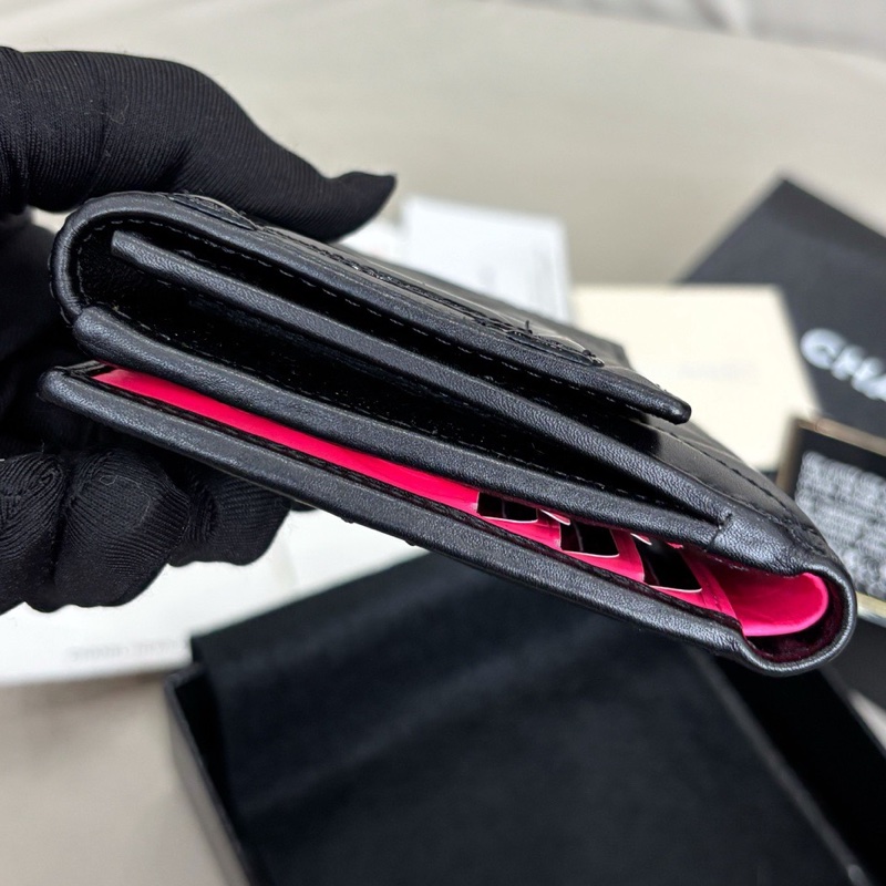 【近新閒置品】Chanel 黑色康鵬短款三折錢包短夾財布-3