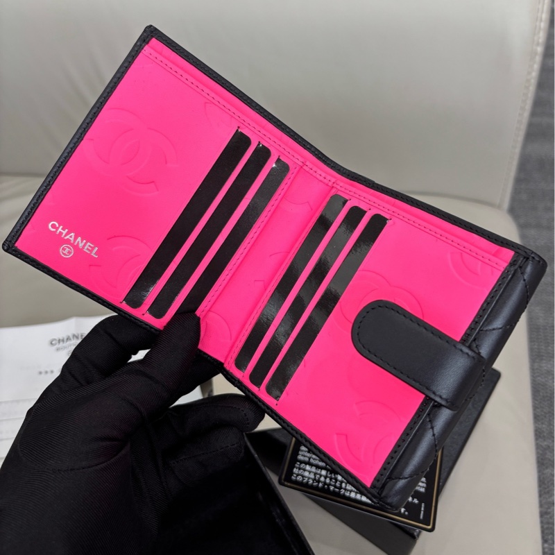 【近新閒置品】Chanel 黑色康鵬短款三折錢包短夾財布-6