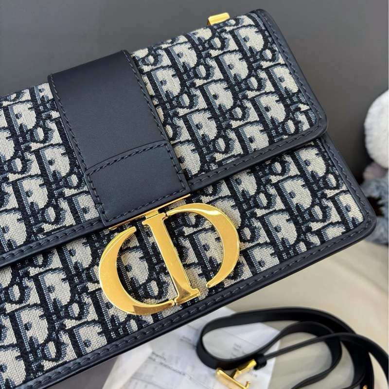 【近新閒置品】迪奧 Dior 藍色Montaigne蒙田郵差包斜挎包-5