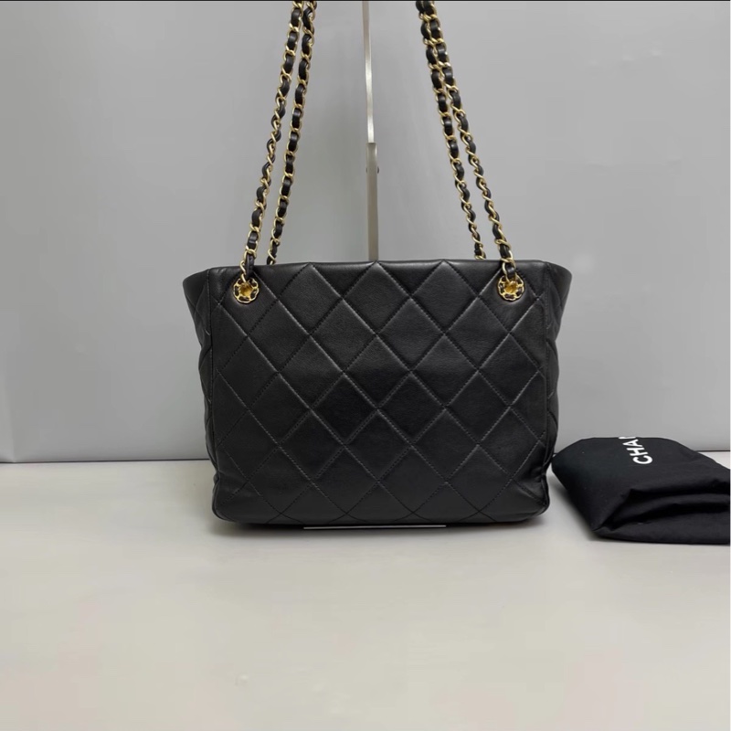 隨性自在😍99新🆕Chanel香奈兒黑金全皮tote托特包19bag單肩手提包-2