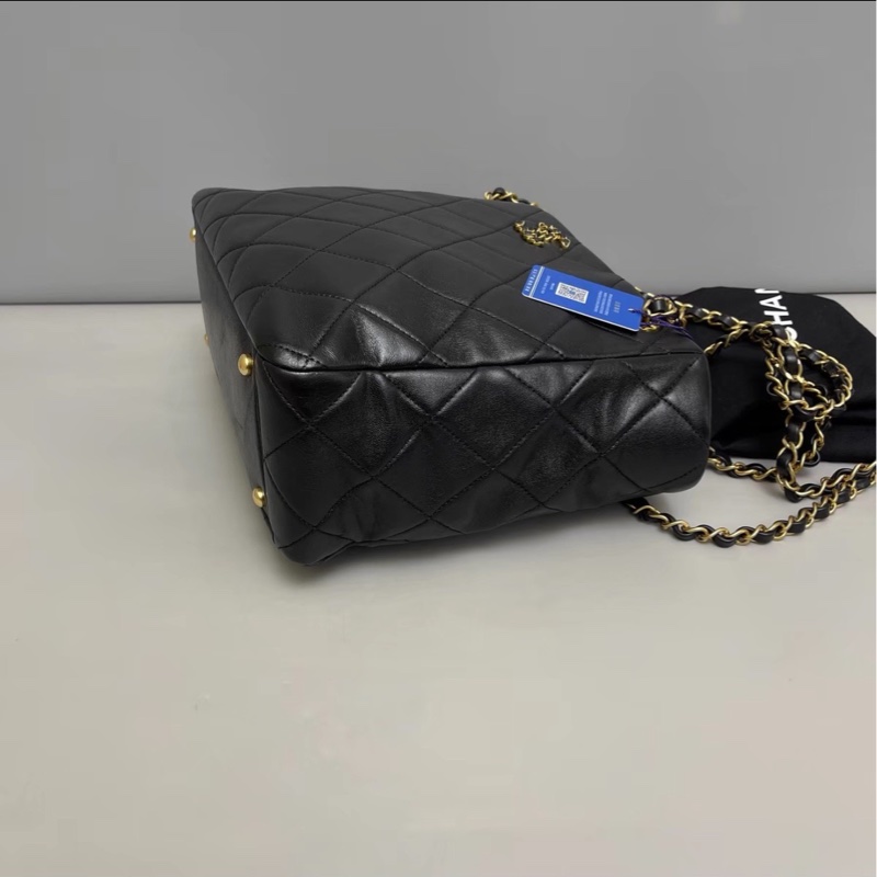 隨性自在😍99新🆕Chanel香奈兒黑金全皮tote托特包19bag單肩手提包-3