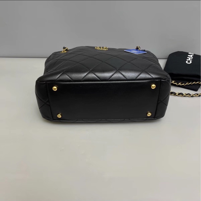 隨性自在😍99新🆕Chanel香奈兒黑金全皮tote托特包19bag單肩手提包-4
