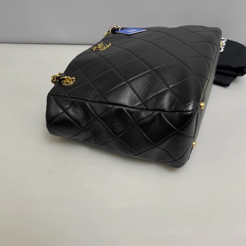 隨性自在😍99新🆕Chanel香奈兒黑金全皮tote托特包19bag單肩手提包-5