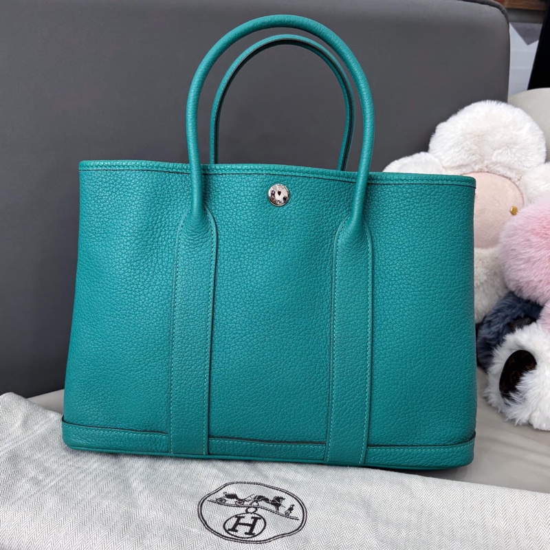 【狀況良好】愛馬仕Hermes U1維羅納綠全皮Garden30花園包 D刻-0