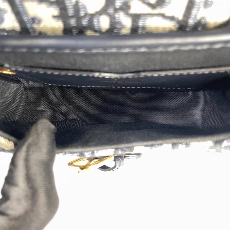 明星同款😍超百搭✨Dior迪奧老花帆布刺繡bobby波比小號馬鞍包單肩斜挎包-12