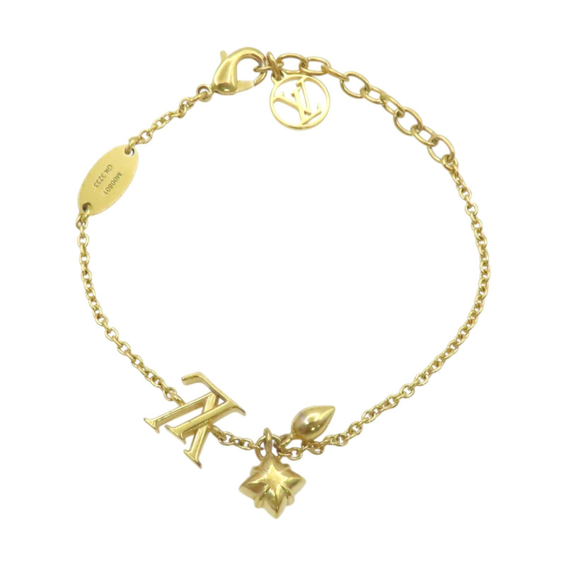 金色鍍金 Loulougram 粉水鑽 手鍊【LOUIS VUITTON 路易威登】 M00801-1