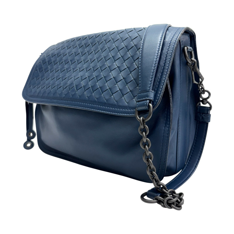 藍色 編織 羊皮 郵差包 肩背包【BOTTEGA VENETA BV 寶緹嘉】 411987-1