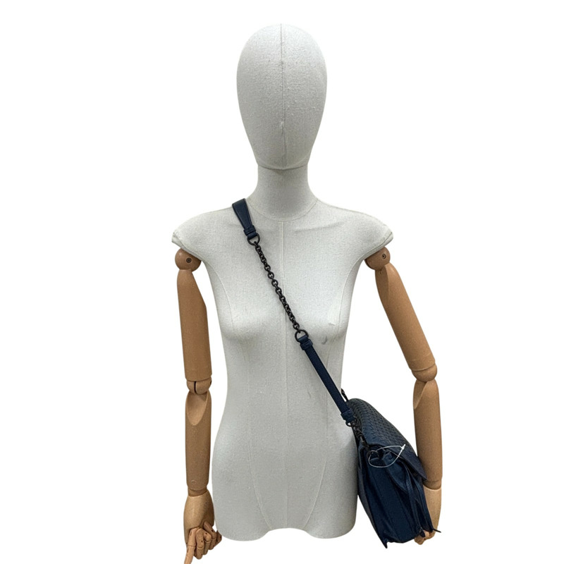 藍色 編織 羊皮 郵差包 肩背包【BOTTEGA VENETA BV 寶緹嘉】 411987-8