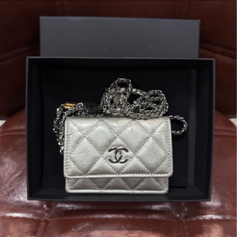 【97新 ✨ 全網最低價!】Chanel 21K mini Woc 限量版高定鏈條銀色小包(下單前先詢問庫存❗️)-1