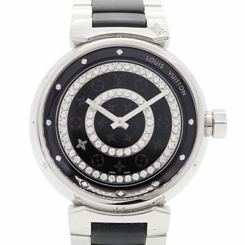 路易威登 Tambour Diamant GM Q111C 黑色錶盤男士腕錶-0
