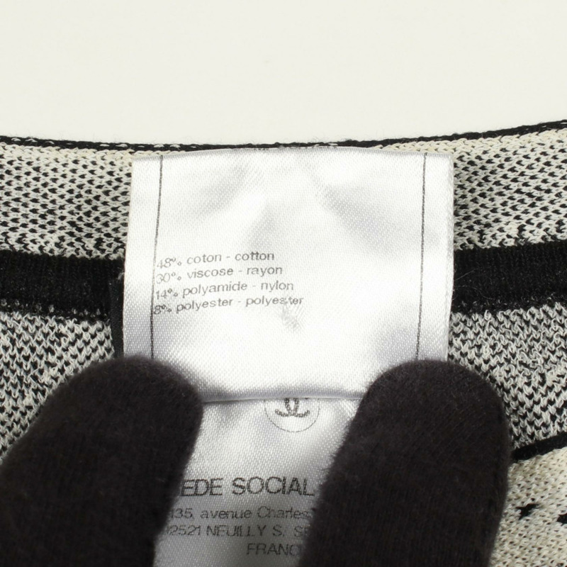 香奈兒 COCO 標誌紐帶短袖襯衫 #34 P47632K06069 棉黏膠纖維-3