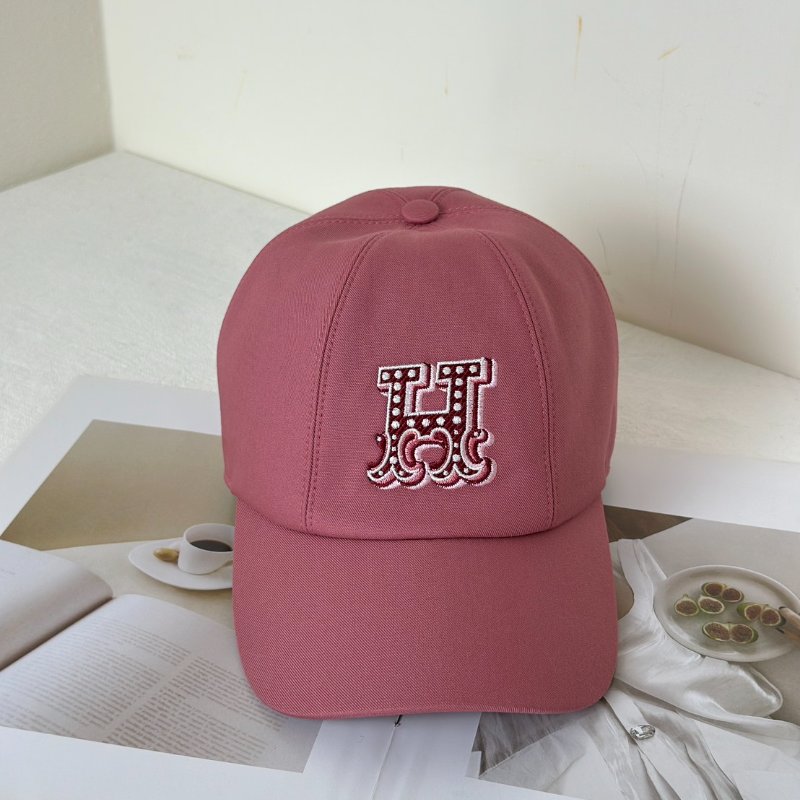 HERMES H Electrique休閒棒球帽 - 玫瑰茶粉-0