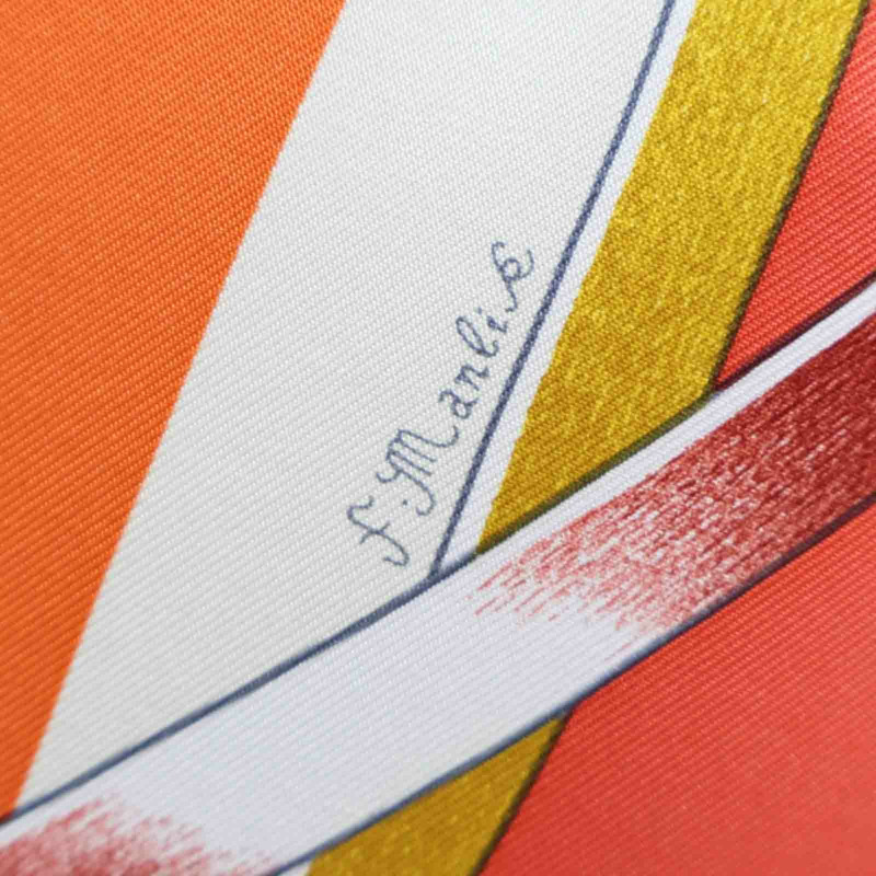 硃砂紅 Figure Artistique 絲綢 絲巾 90【HERMES 愛馬仕】 004009S 01-2