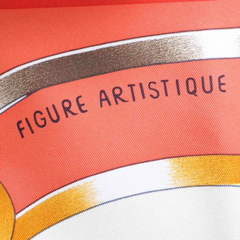 硃砂紅 Figure Artistique 絲綢 絲巾 90【HERMES 愛馬仕】 004009S 01-3