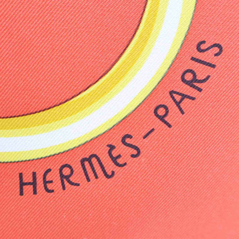 硃砂紅 Figure Artistique 絲綢 絲巾 90【HERMES 愛馬仕】 004009S 01-4