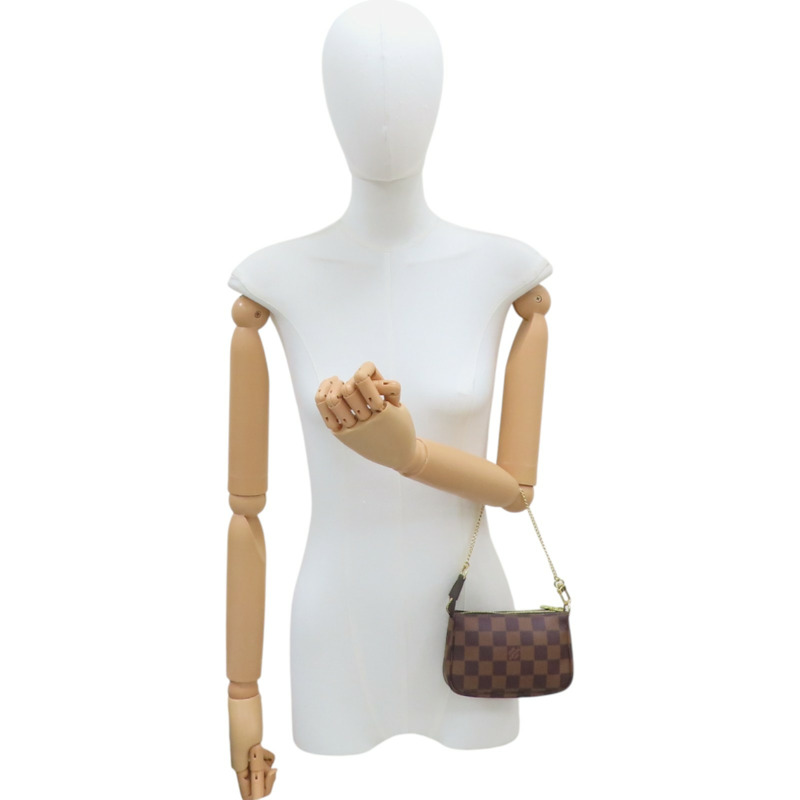 棕色 棋盤格帆布 Mini Pochette Accessoires 手提包【LOUIS VUITTON LV 路易威登】 N58009-7