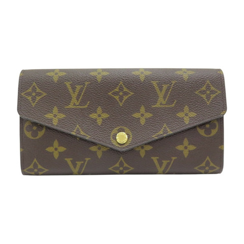 棕色 原花帆布 Sarah 扣式 長夾【LOUIS VUITTON LV 路易威登】 M60531