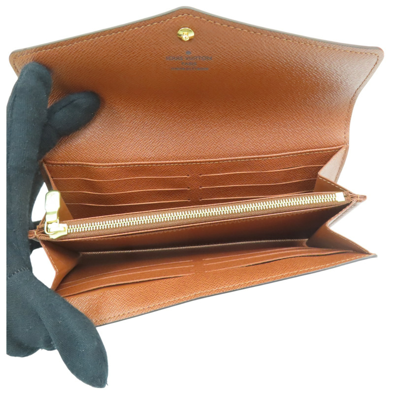 棕色 原花帆布 Sarah 扣式 長夾【LOUIS VUITTON LV 路易威登】 M60531-4