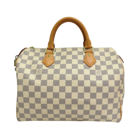白色 棋盤格帆布 Speedy 30 波士頓包 手提包【LOUIS VUITTON LV 路易威登】 N41370