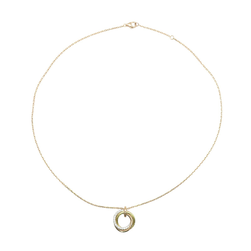 18K 三色三金 鑽石 Trinity 墜飾 項鍊【Cartier 卡地亞】 B7224849-1