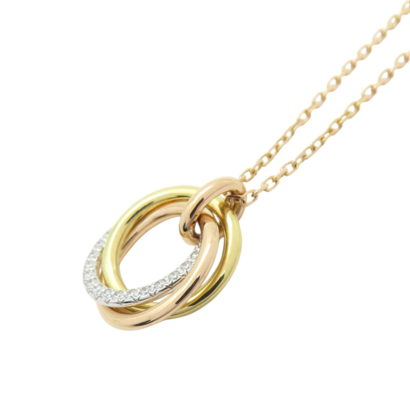 18K 三色三金 鑽石 Trinity 墜飾 項鍊【Cartier 卡地亞】 B7224849-4