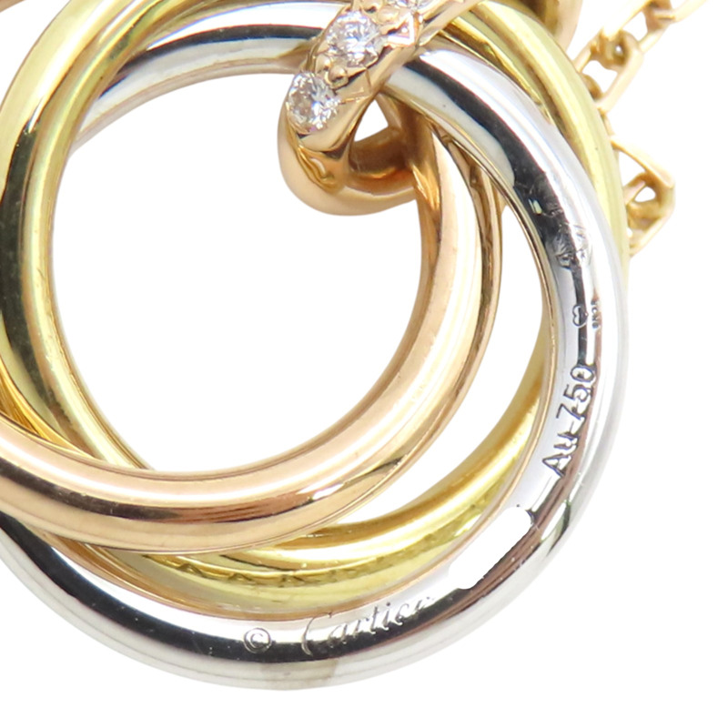 18K 三色三金 鑽石 Trinity 墜飾 項鍊【Cartier 卡地亞】 B7224849-7