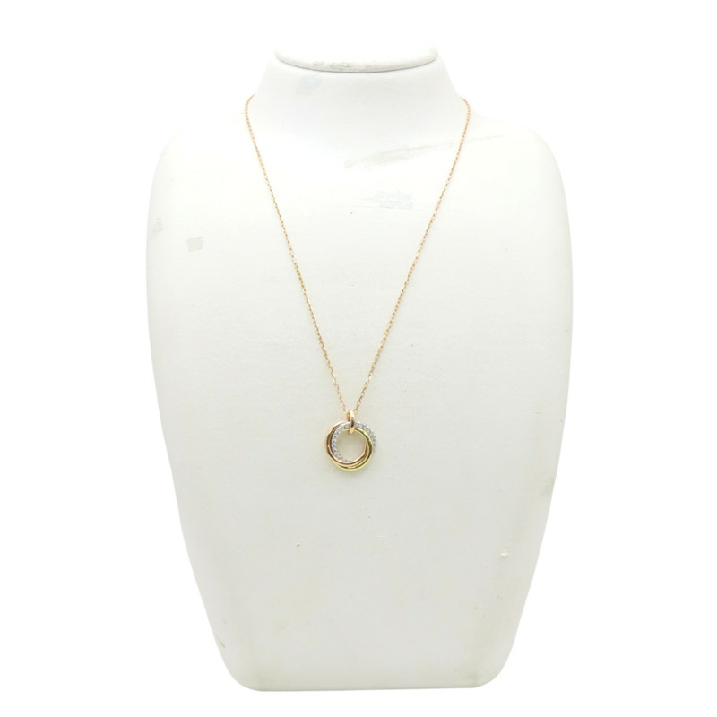 18K 三色三金 鑽石 Trinity 墜飾 項鍊【Cartier 卡地亞】 B7224849-10