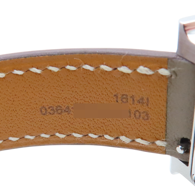 白色 鑲鑽錶盤 灰色錶帶 石英 Heure H腕錶 U刻【HERMES 愛馬仕】 HH1.210-6