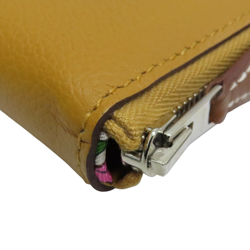 餅幹色 Evercolor牛皮 Silk'In Compact 短夾 B刻 銀釦【HERMES 愛馬仕】 H085209CKAA-9