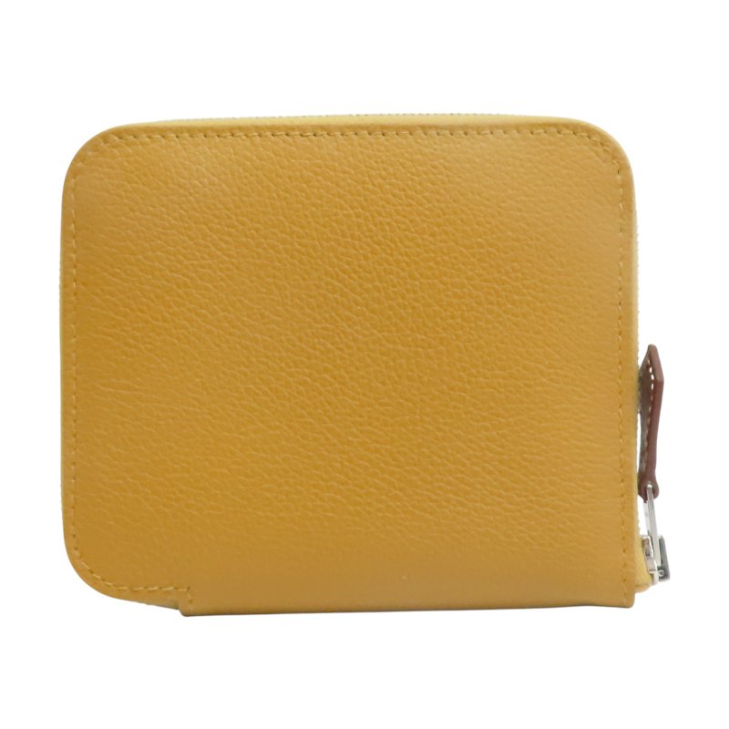 餅幹色 Evercolor牛皮 Silk'In Compact 短夾 B刻 銀釦【HERMES 愛馬仕】 H085209CKAA-1