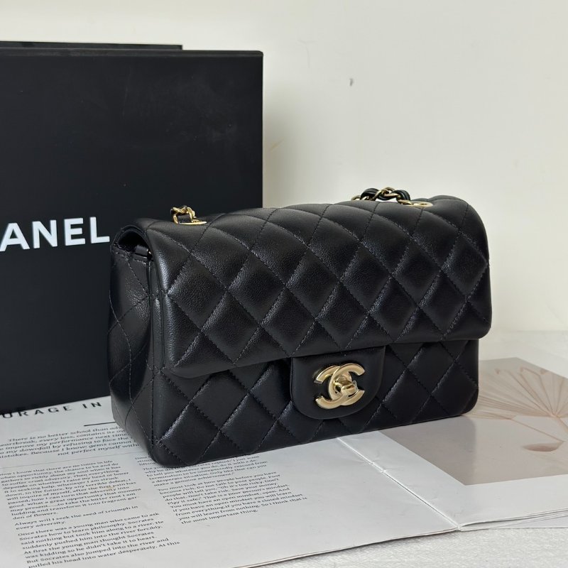 CHANEL 經典口蓋包Mini CF20 - 黑金-2