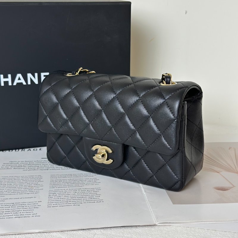 CHANEL 經典口蓋包Mini CF20 - 黑金-3