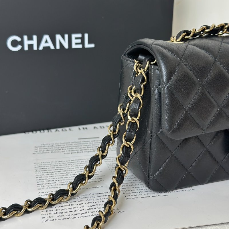 CHANEL 經典口蓋包Mini CF20 - 黑金-8