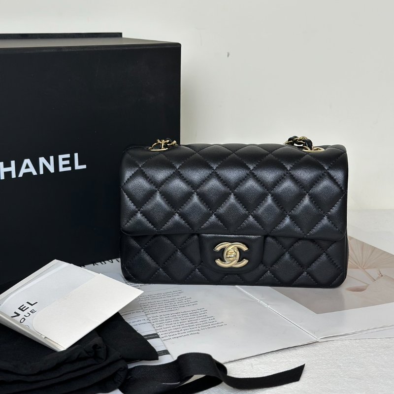 CHANEL 經典口蓋包Mini CF20 - 黑金-9