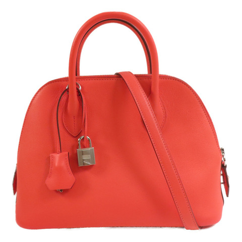 HERMES Evercolor皮革Bolide 1923 25銀扣手挽肩背兩用袋Rose Texas