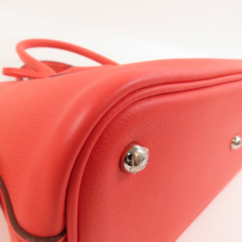HERMES Evercolor皮革Bolide 1923 25銀扣手挽肩背兩用袋Rose Texas-5