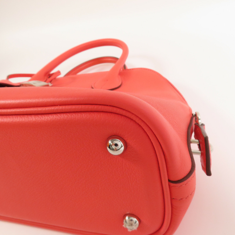 HERMES Evercolor皮革Bolide 1923 25銀扣手挽肩背兩用袋Rose Texas-6