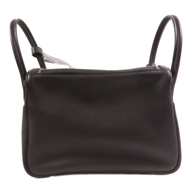 HERMES Clemence皮革Lindy 30銀扣肩背袋Raisin-1