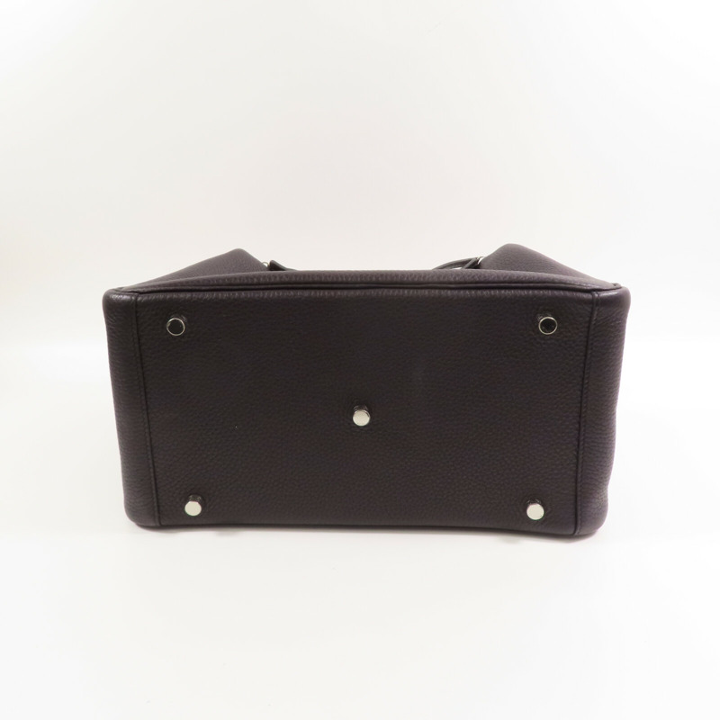 HERMES Clemence皮革Lindy 30銀扣肩背袋Raisin-3