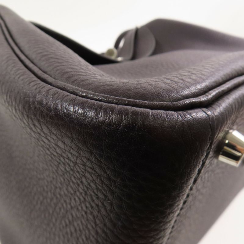 HERMES Clemence皮革Lindy 30銀扣肩背袋Raisin-5
