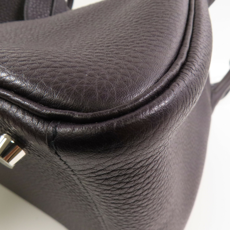 HERMES Clemence皮革Lindy 30銀扣肩背袋Raisin-6