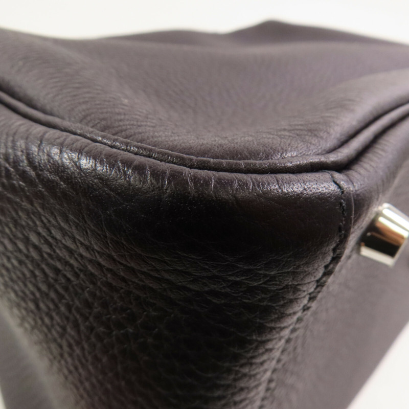 HERMES Clemence皮革Lindy 30銀扣肩背袋Raisin-8