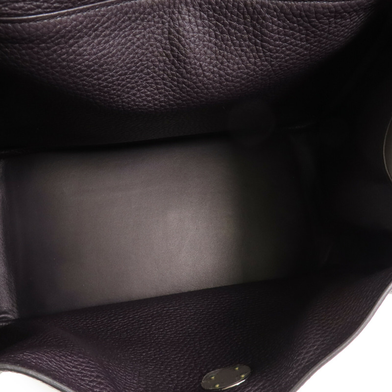 HERMES Clemence皮革Lindy 30銀扣肩背袋Raisin-11