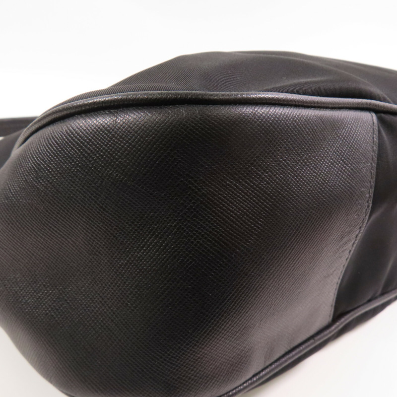 PRADA 尼龍/Saffiano皮革Hobo Bag金扣肩背袋-5