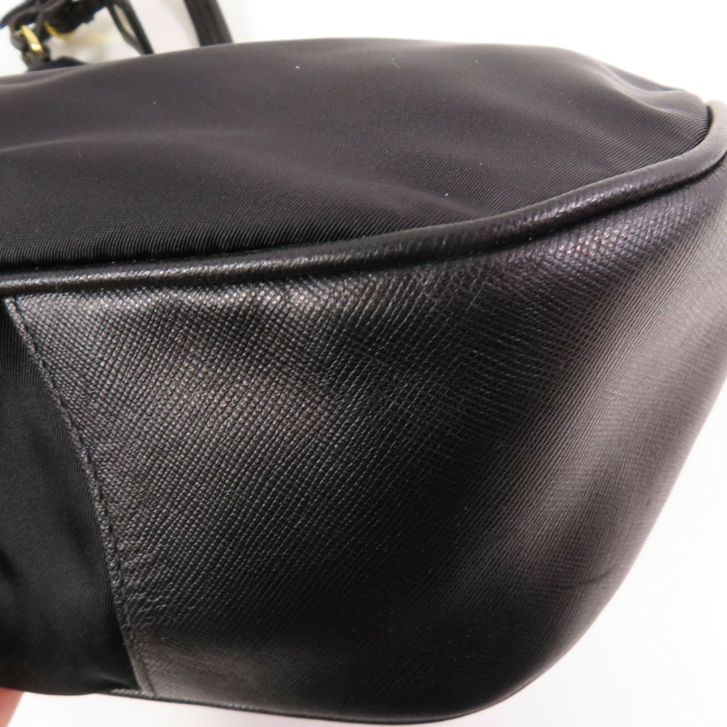 PRADA 尼龍/Saffiano皮革Hobo Bag金扣肩背袋-7