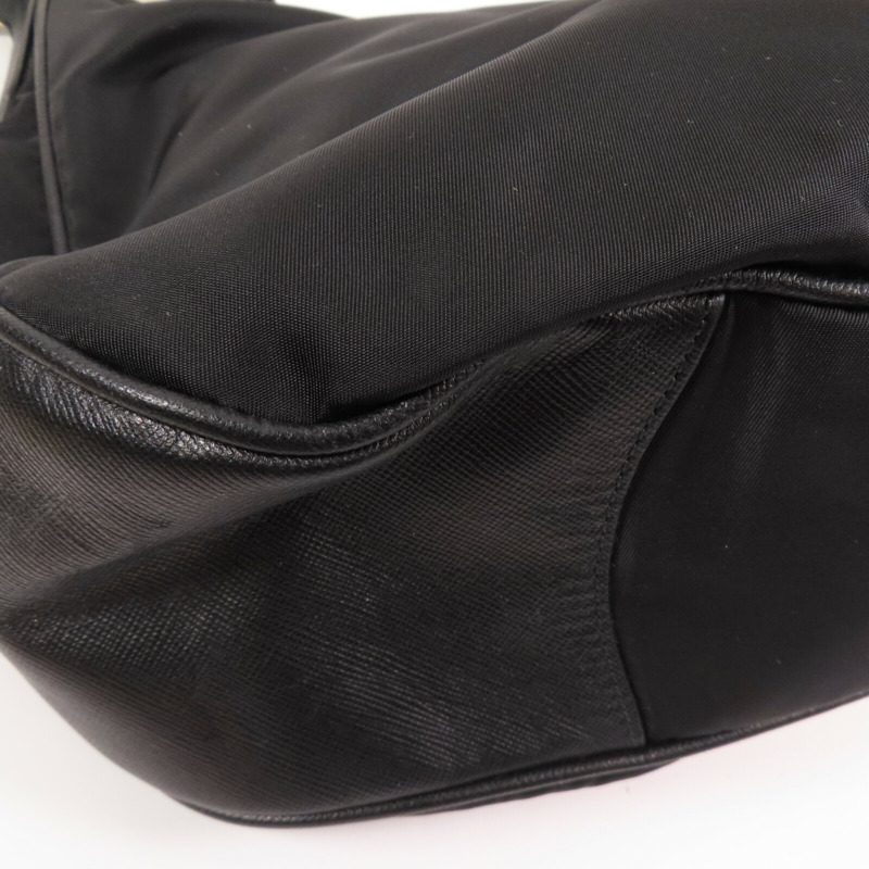 PRADA 尼龍/Saffiano皮革Hobo Bag金扣肩背袋-8