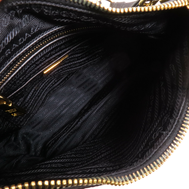 PRADA 尼龍/Saffiano皮革Hobo Bag金扣肩背袋-10