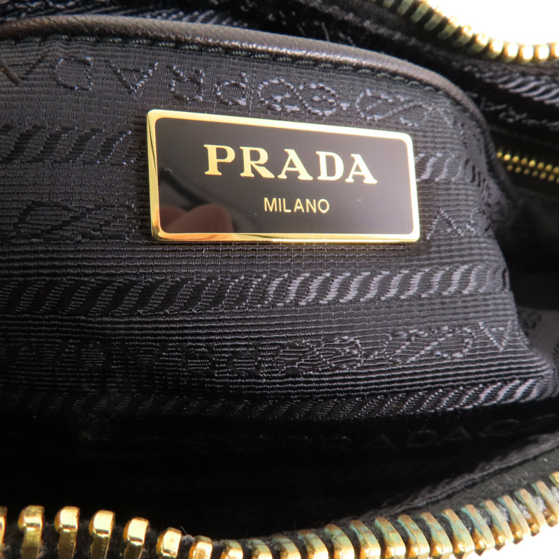 PRADA 尼龍/Saffiano皮革Hobo Bag金扣肩背袋-11