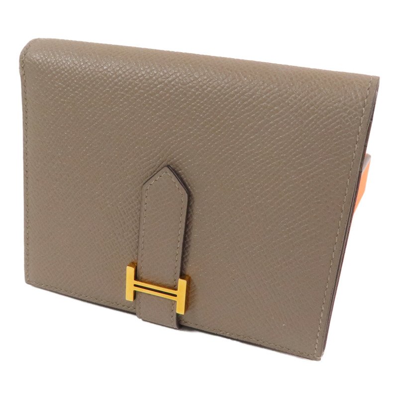 HERMES Epsom皮革Bearn Compact Wallet金扣短錢包Gris Tourterelle-2