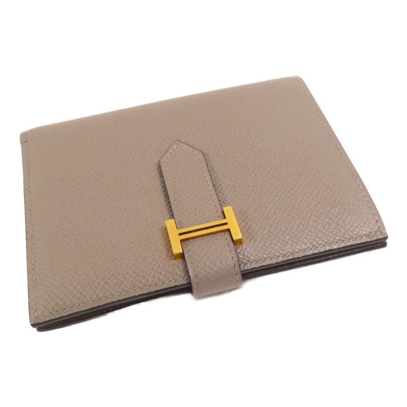 HERMES Epsom皮革Bearn Compact Wallet金扣短錢包Gris Tourterelle-3